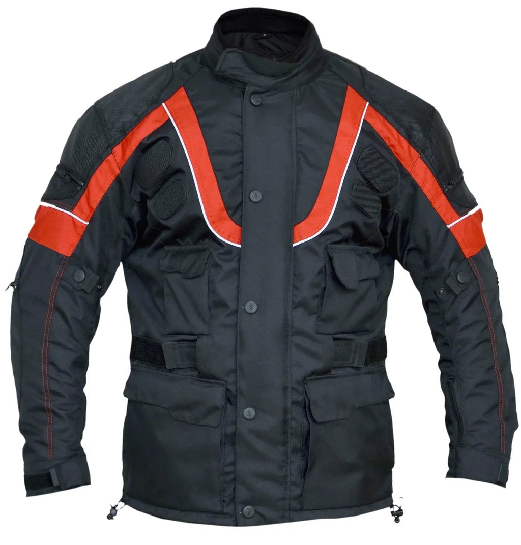 Sprinter Black & Red 3/4 Textile Biker Armoured Jacket