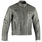 Street Fighter Mens Lynx Stonewash Leather Jacket