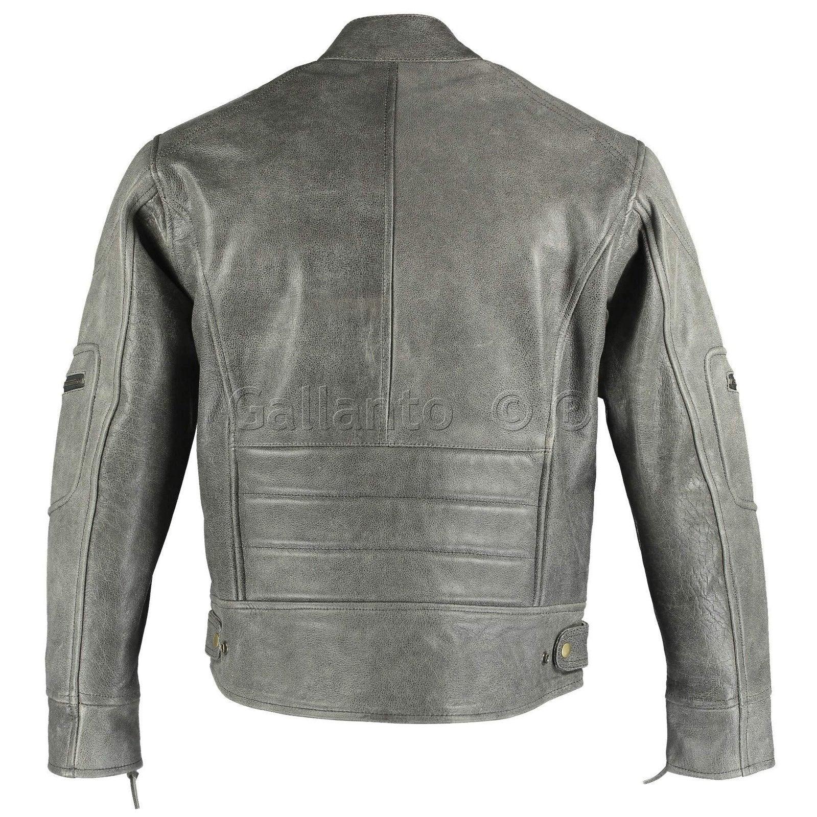 Street Fighter Mens Lynx Stonewash Leather Jacket