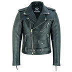 Terminator Mens Premium Stonewash Leather Marlon Brando Biker Motorcycle Jacket