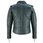 Terminator Mens Premium Stonewash Leather Marlon Brando Biker Motorcycle Jacket
