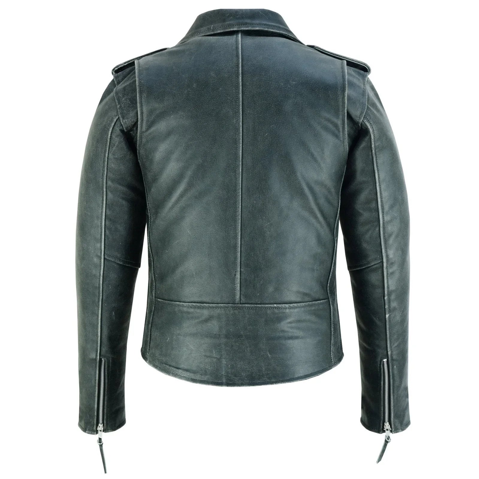 Terminator Mens Premium Stonewash Leather Marlon Brando Biker Motorcycle Jacket