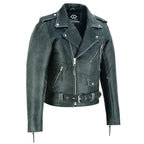Terminator Mens Premium Stonewash Leather Marlon Brando Biker Motorcycle Jacket