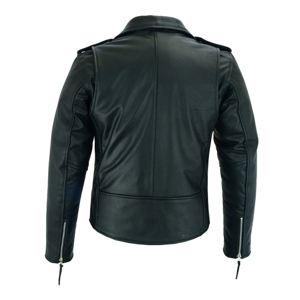 Terminator Style Mens Black Leather Marlon Brando Biker Motorcycle Jacket