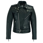Terminator Style Mens Black Leather Marlon Brando Biker Motorcycle Jacket