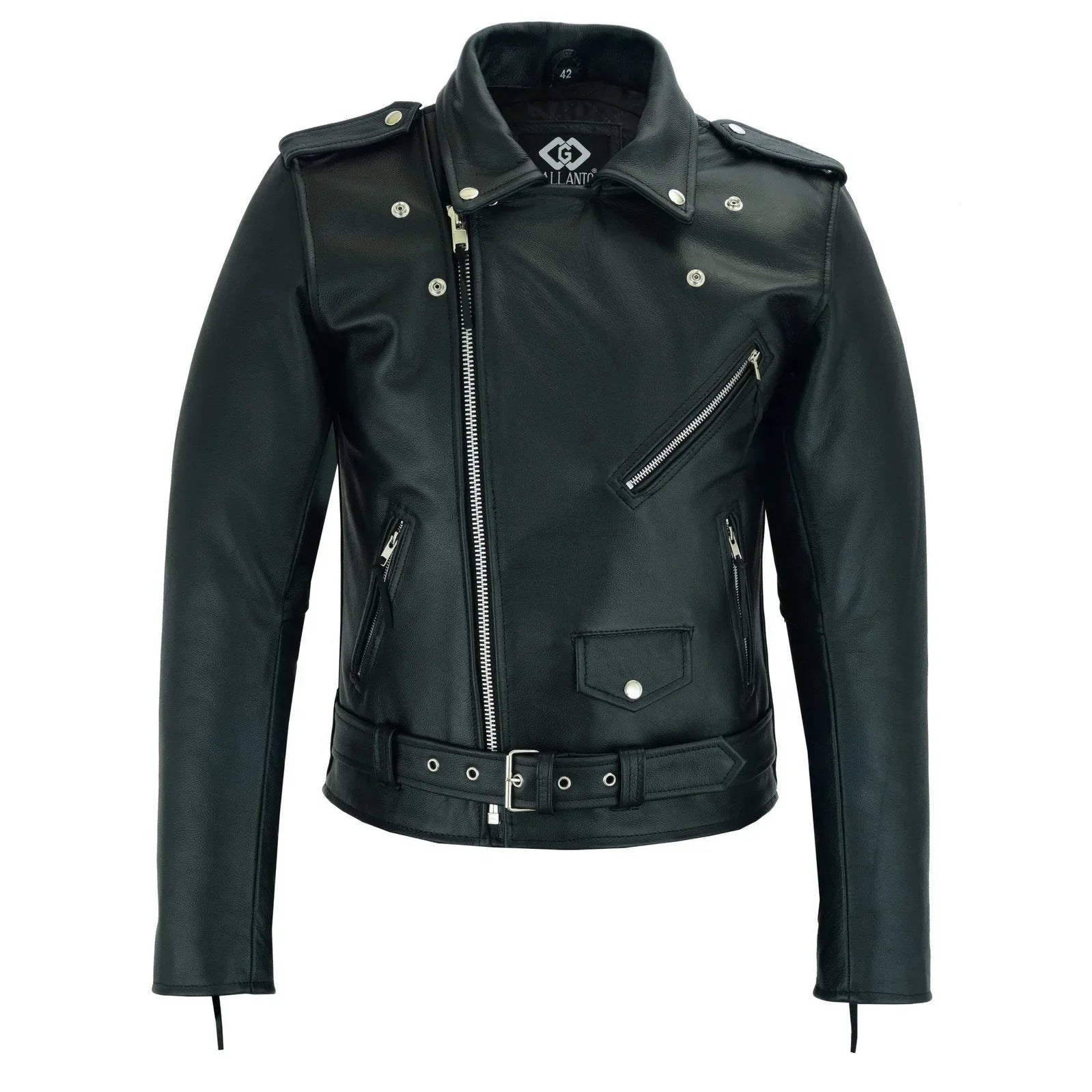 Terminator Style Mens Black Leather Marlon Brando Biker Motorcycle Jacket