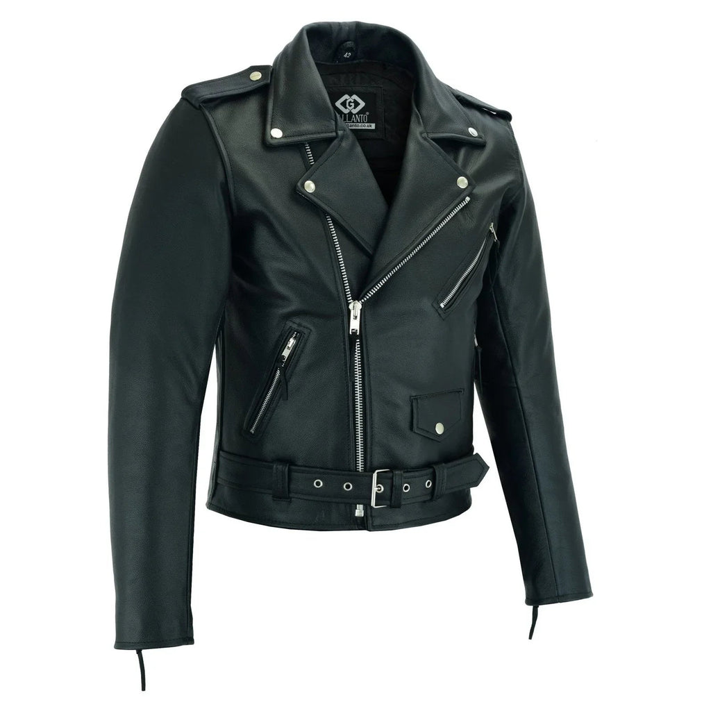 Terminator Style Mens Black Leather Marlon Brando Biker Motorcycle Jacket