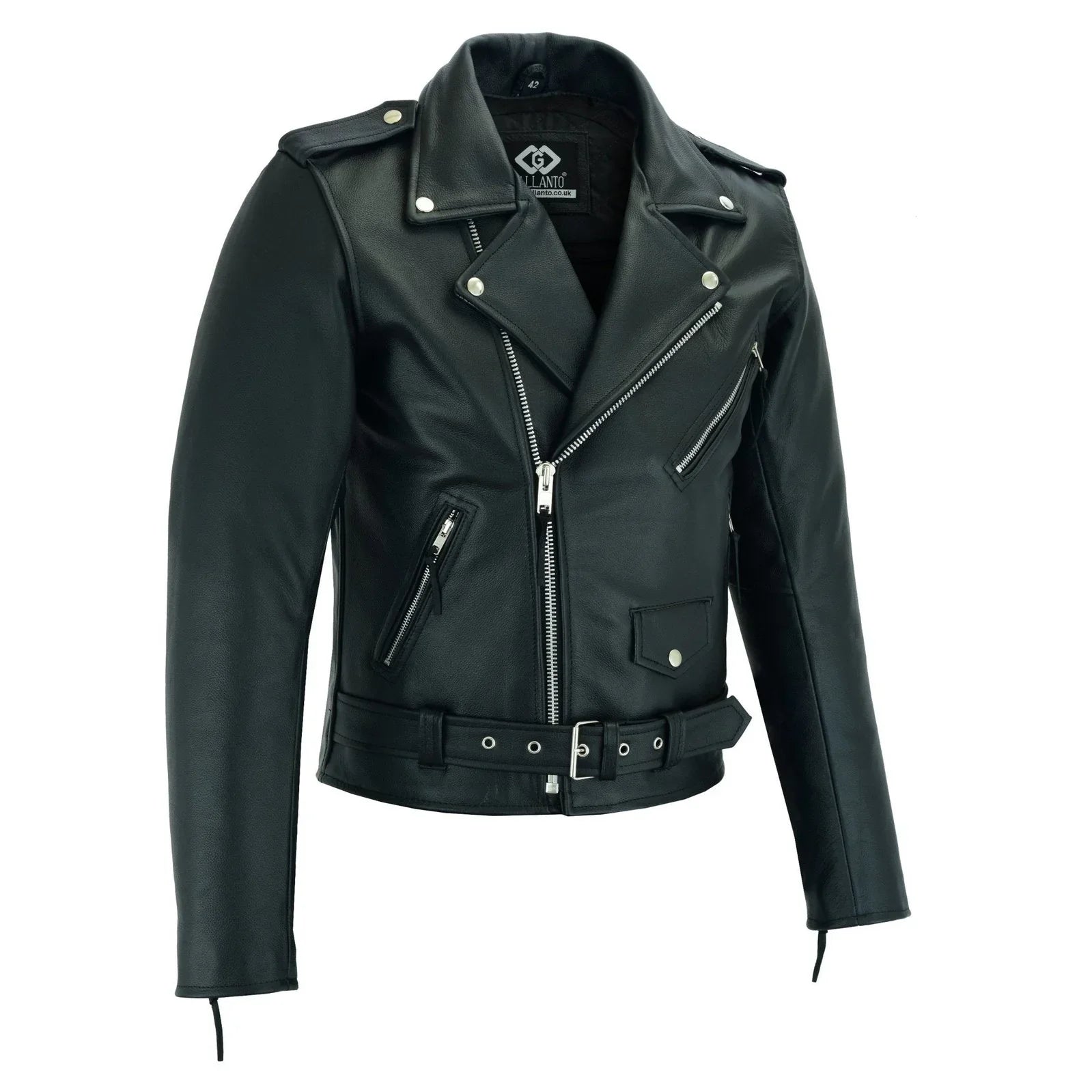 Terminator Style Mens Black Leather Marlon Brando Biker Motorcycle Jacket