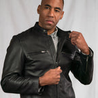 Thompson Leather Moto Jacket | Black