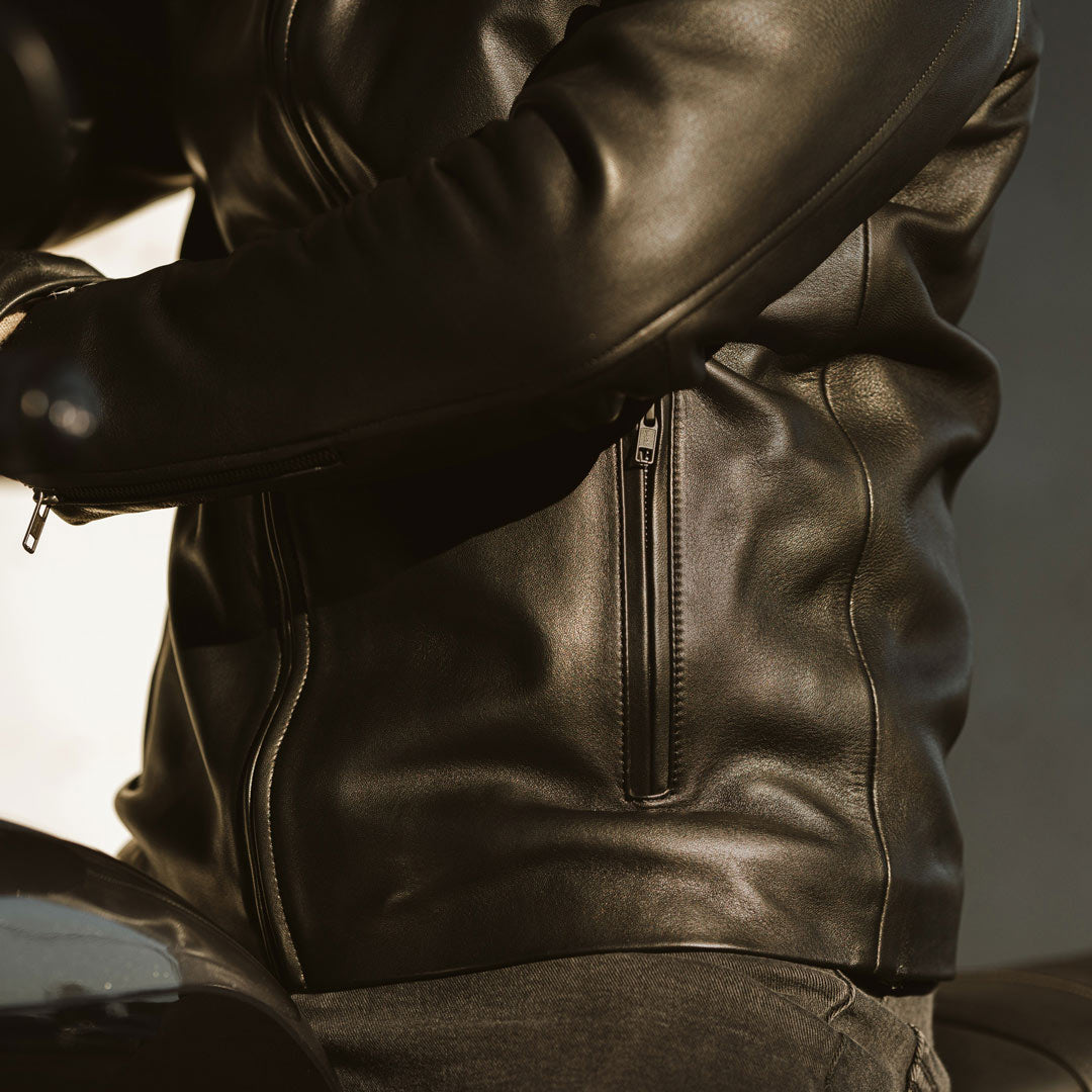 Thompson Leather Moto Jacket | Black