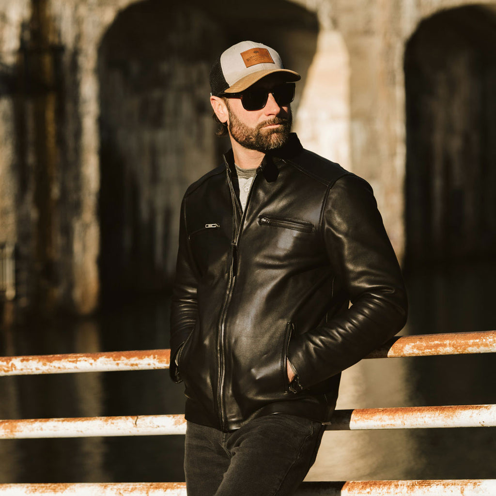 Thompson Leather Moto Jacket | Black