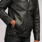 Thompson Leather Moto Jacket | Black