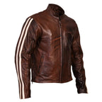 Tivoli Retro Brown Cruiser Removable Armour Leather Jacket