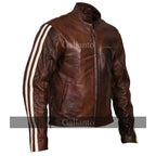 Tivoli Retro Brown Cruiser Removable Armour Leather Jacket