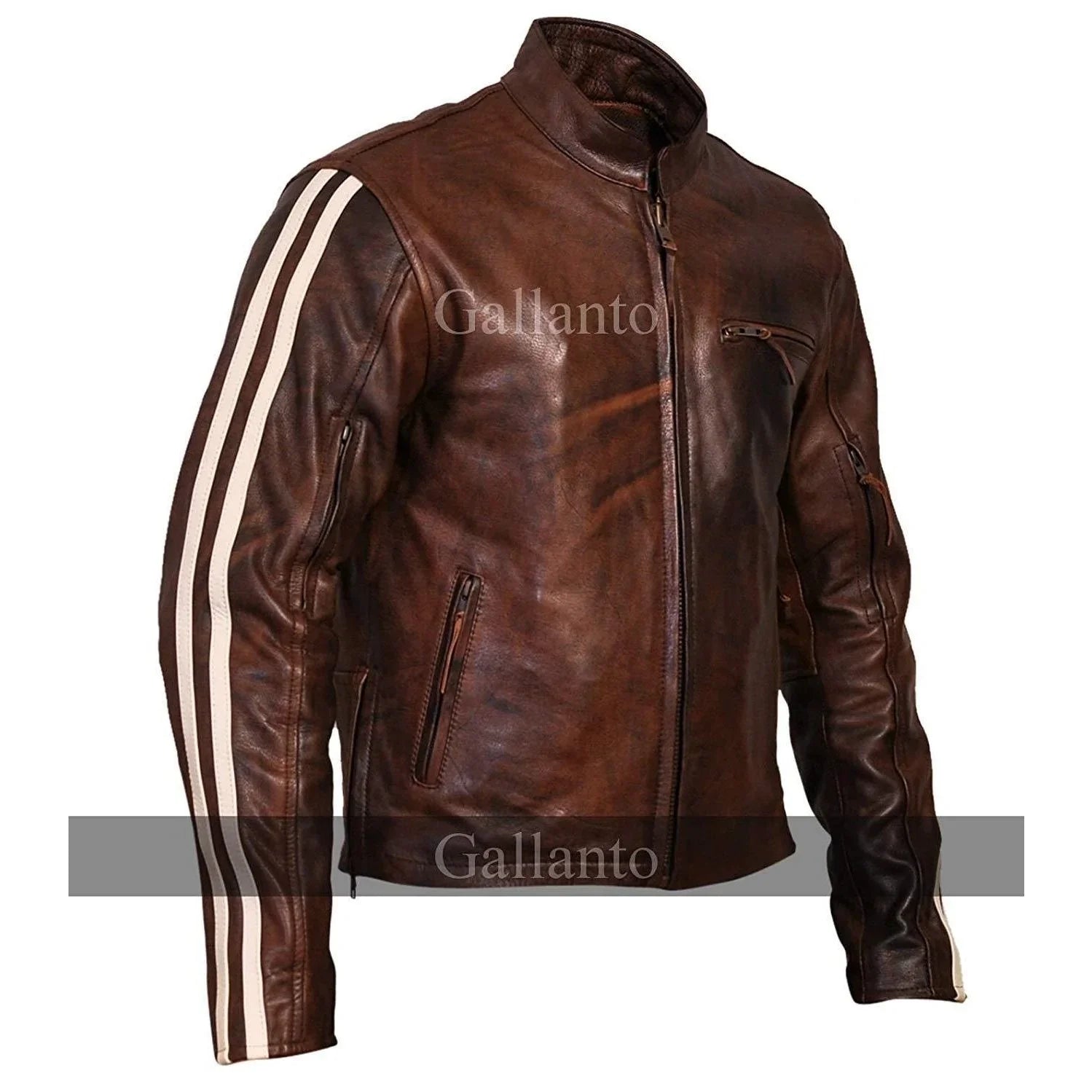 Tivoli Retro Brown Cruiser Removable Armour Leather Jacket