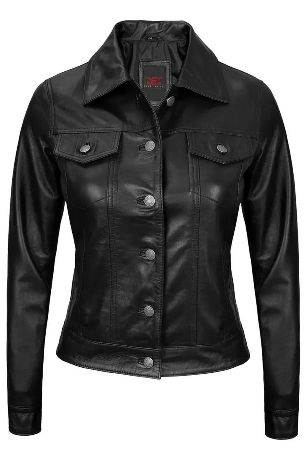 Chloe 4 Pockets Black Trucker Leather Jacket