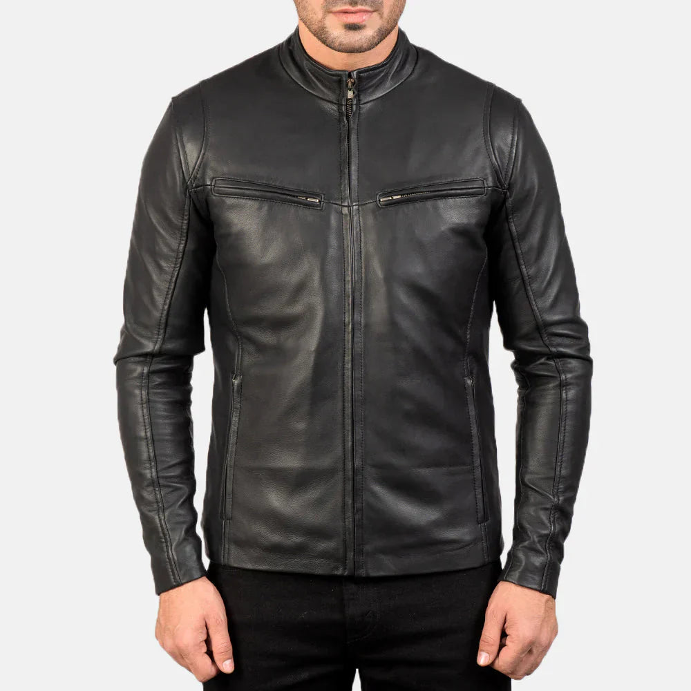 Lush wear black leather jacket for men - Genuine Slim Fit