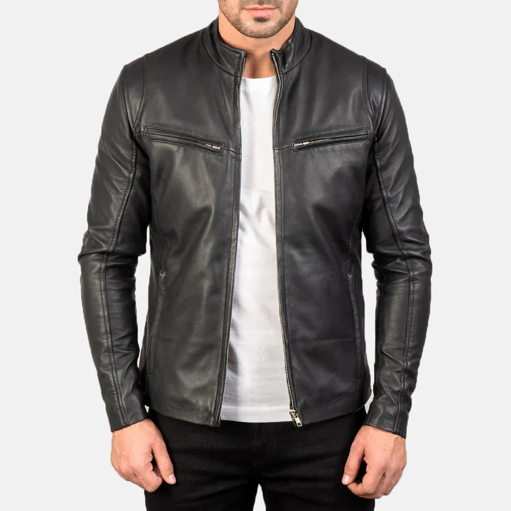 Lush wear black leather jacket for men - Genuine Slim Fit