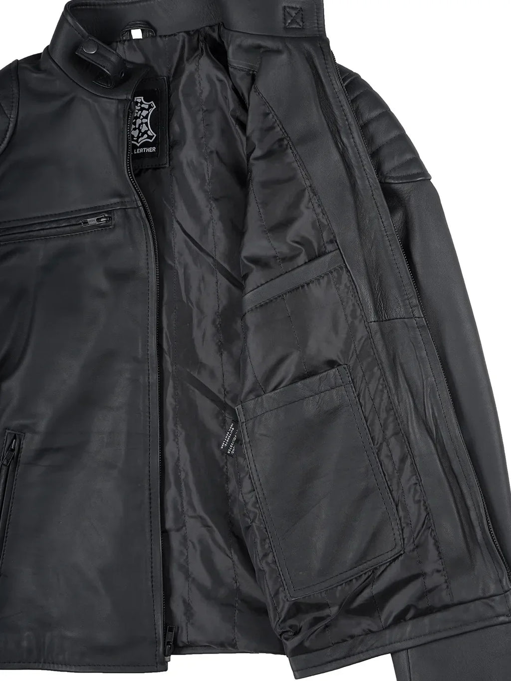 Vermont Men's Matte Black Biker Style Leather Jacket