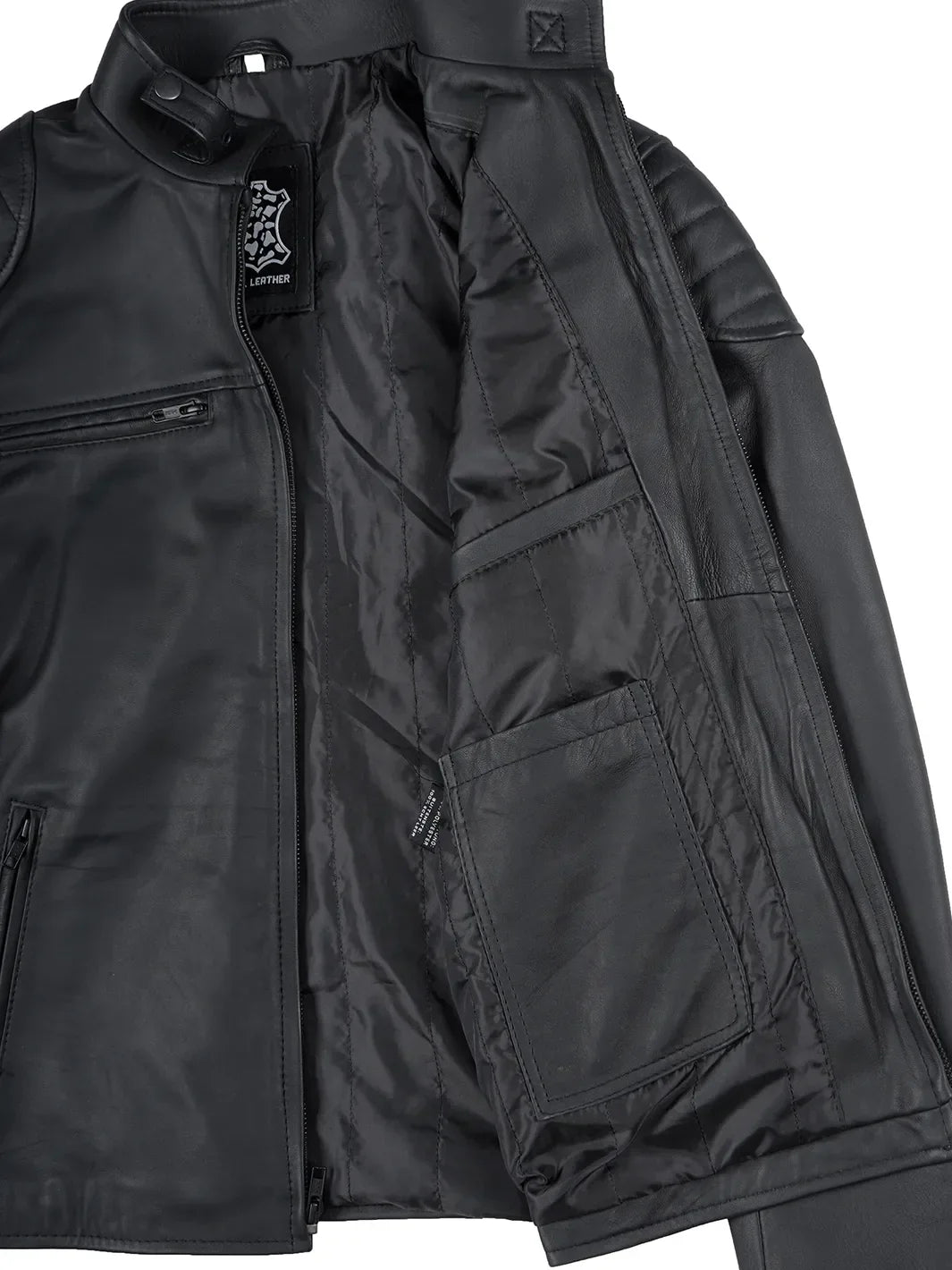 Vermont Men's Matte Black Biker Style Leather Jacket