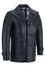 Vintage Black Men's Leather Jacket - Double Breasted Dr. Who Kriegsmarine Style