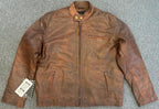 Vintage Brown Mens Biker Classic Racer Leather Jacket 2XL