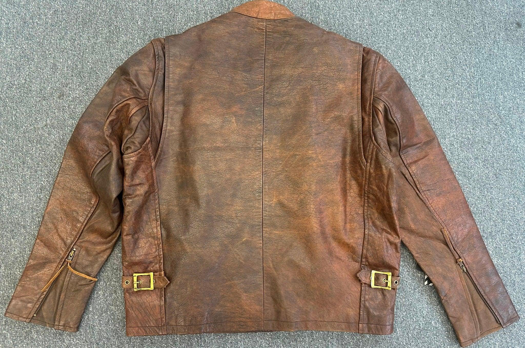Vintage Brown Mens Biker Classic Racer Leather Jacket 2XL