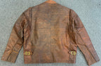Vintage Brown Mens Biker Classic Racer Leather Jacket 2XL