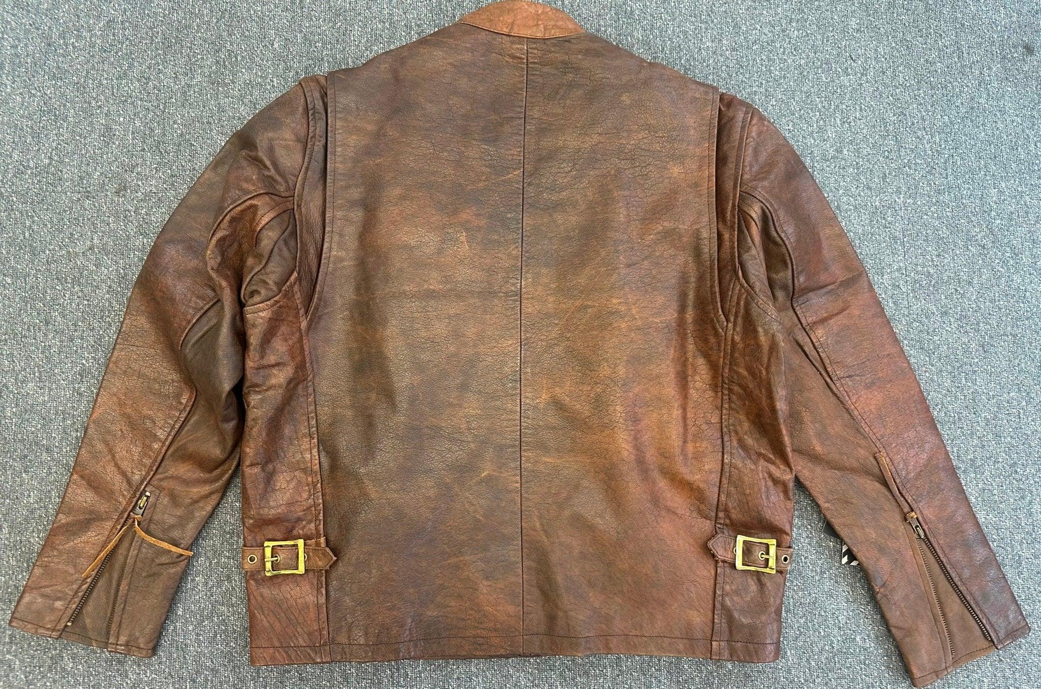 Vintage Brown Mens Biker Classic Racer Leather Jacket 2XL