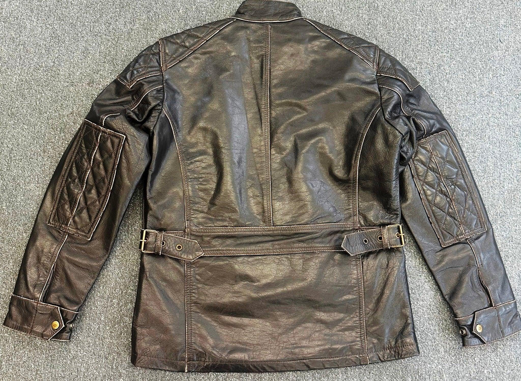 Vintage Brown Mens Biker Leather Jacket Medium