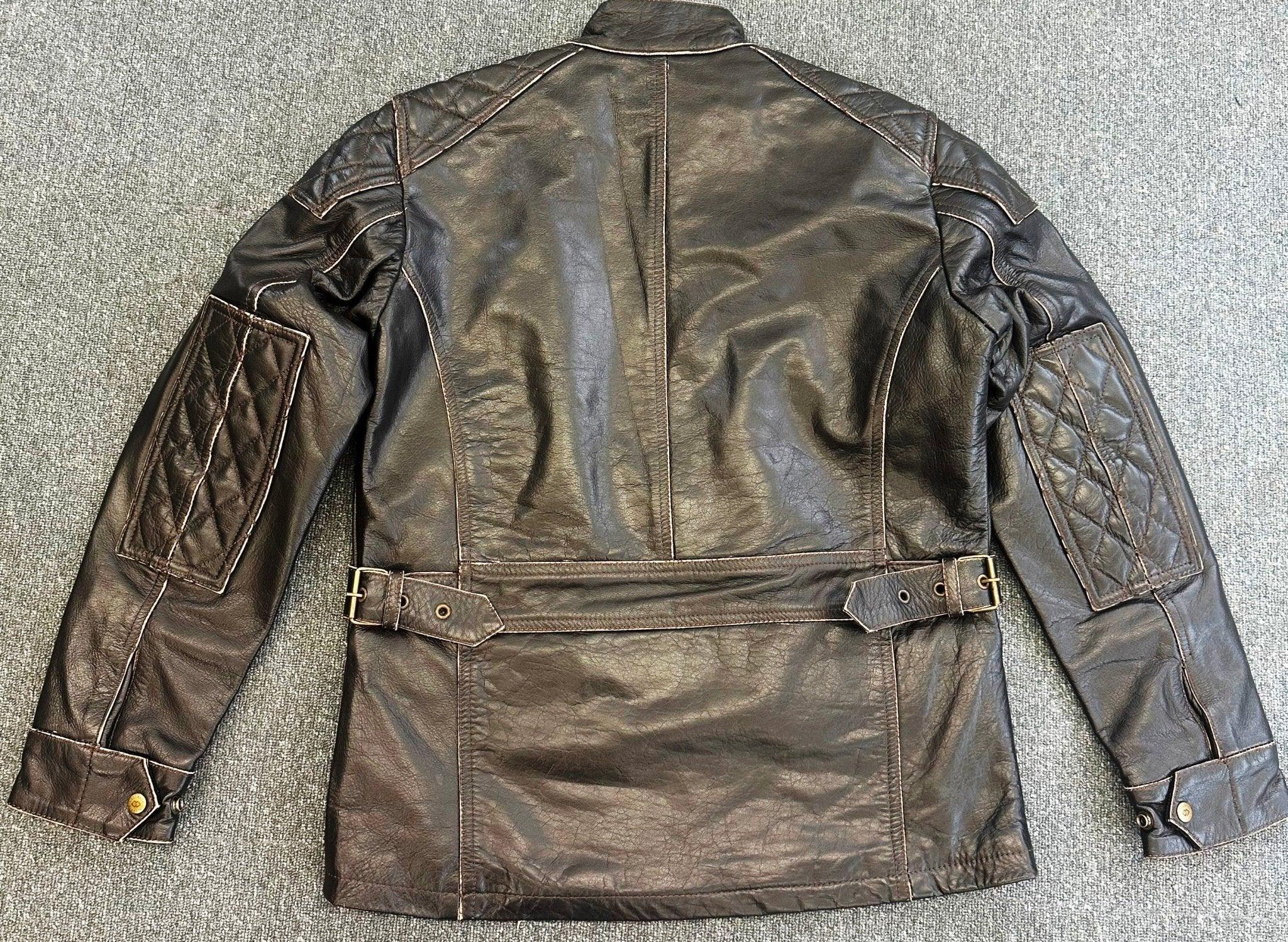 Vintage Brown Mens Biker Leather Jacket Medium