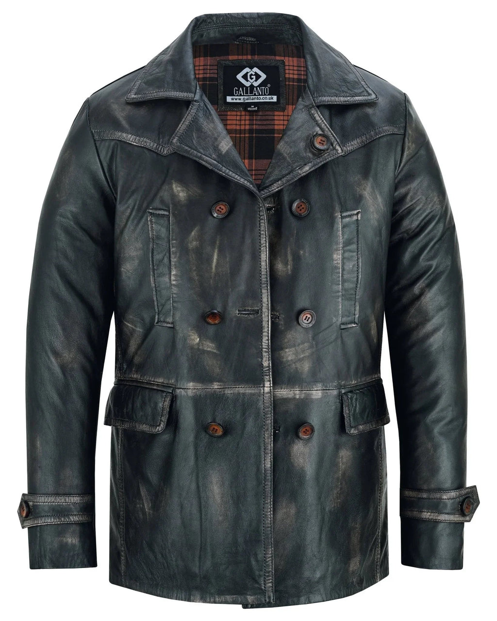 Vintage Brown Men's Leather Jacket - Double Breasted Dr. Who Kriegsmarine Style