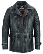 Vintage Brown Men's Leather Jacket - Double Breasted Dr. Who Kriegsmarine Style