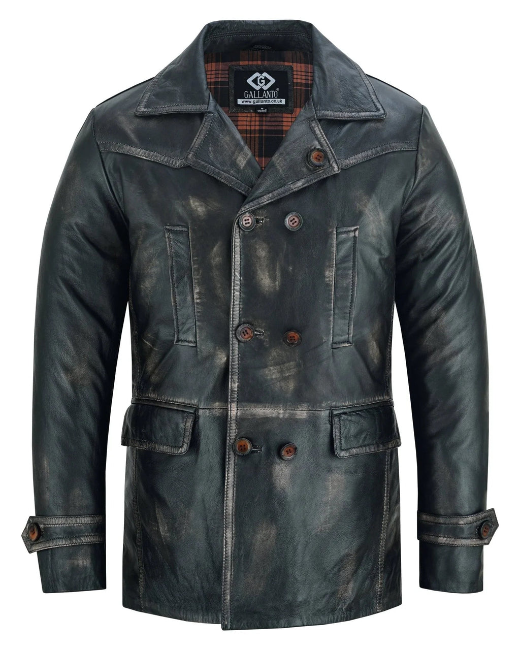 Vintage Brown Men's Leather Jacket - Double Breasted Dr. Who Kriegsmarine Style