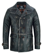 Vintage Brown Men's Leather Jacket - Double Breasted Dr. Who Kriegsmarine Style