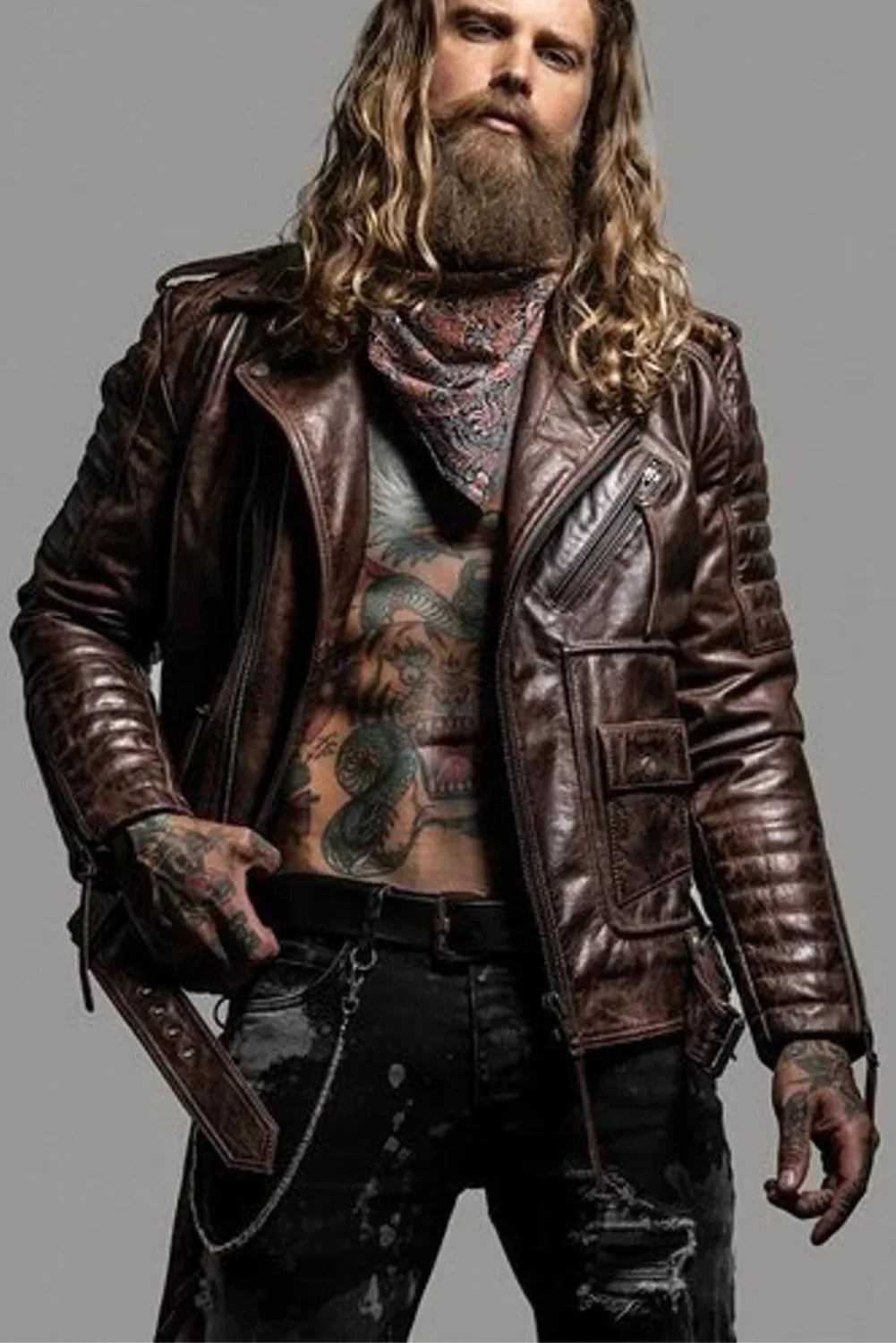 Inferno Vintage Brown Leather Biker Jacket