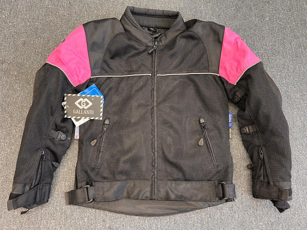 Waterproof Womens Ladies Black and Pink Textile Mesh Biker Jacket XL