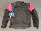 Waterproof Womens Ladies Black and Pink Textile Mesh Biker Jacket XL