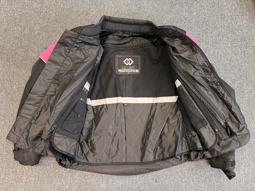Waterproof Womens Ladies Black and Pink Textile Mesh Biker Jacket XS
