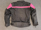 Waterproof Womens Ladies Black and Pink Textile Mesh Biker Jacket XS
