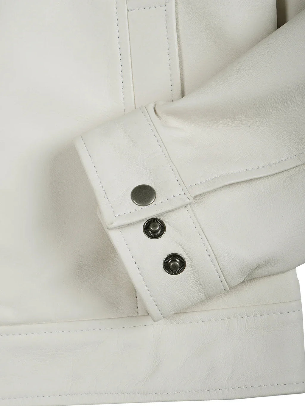 Men Off White Real Leather Harrington Jacket