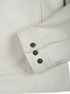 Men Off White Real Leather Harrington Jacket