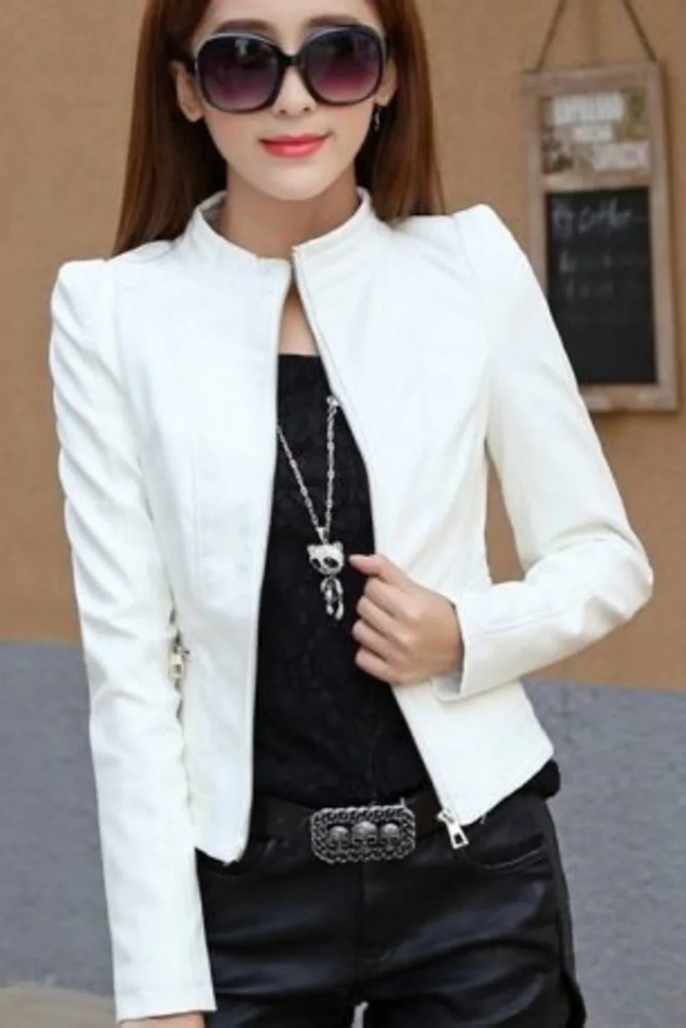 Jacqueline Beautiful Designer Purely Organic Real Lambskin White Leather Jacket