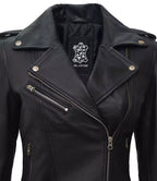 Womens Black Asymmetrical Biker Style Leather Jacket