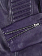 Rachel Women's Biker Style Purple Leather Jacket