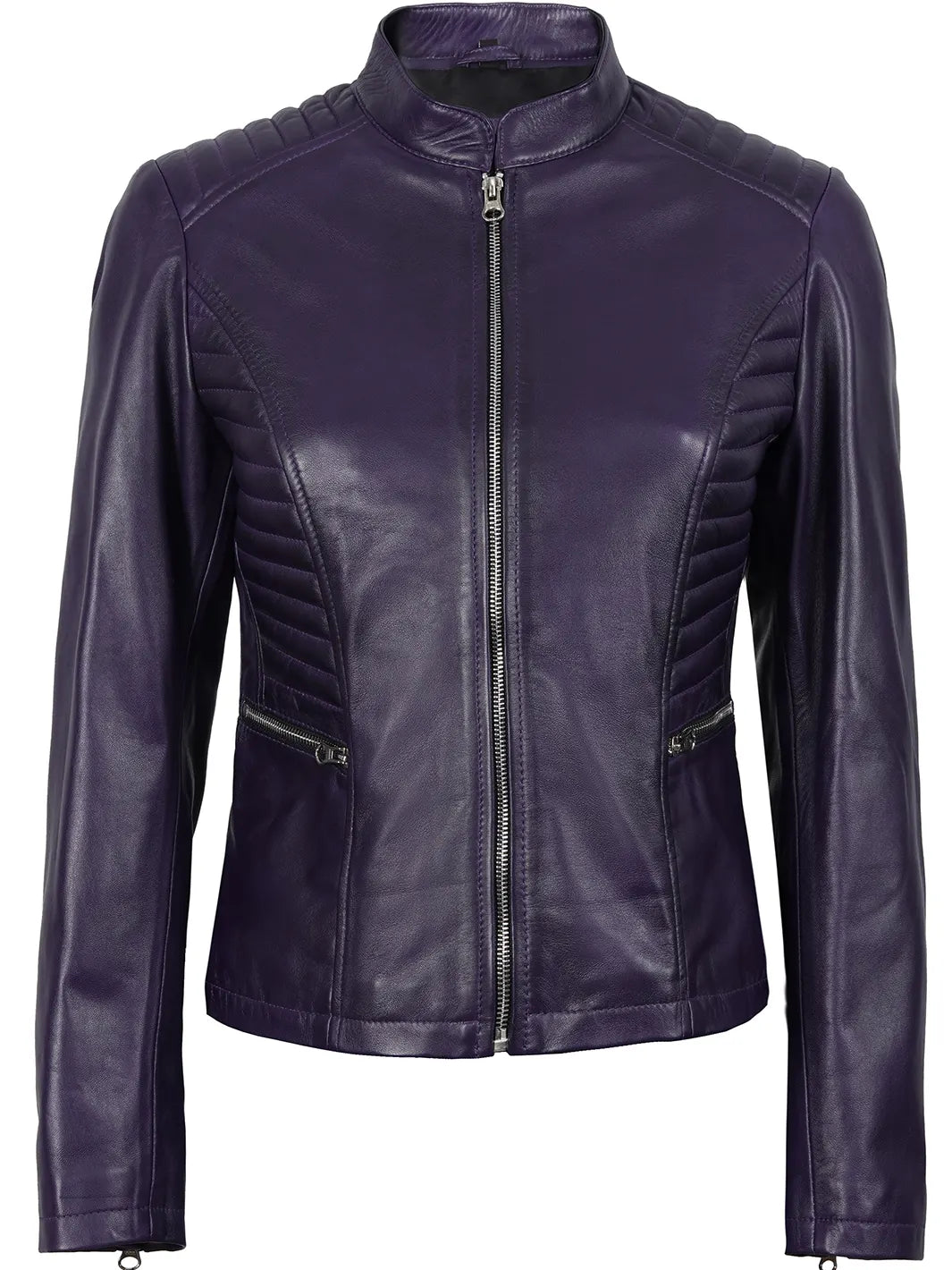 Rachel Women's Biker Style Purple Leather Jacket