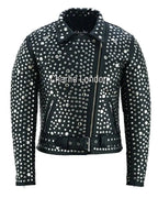 Women's Black Designer Leather Biker Jacket with Silver Studs