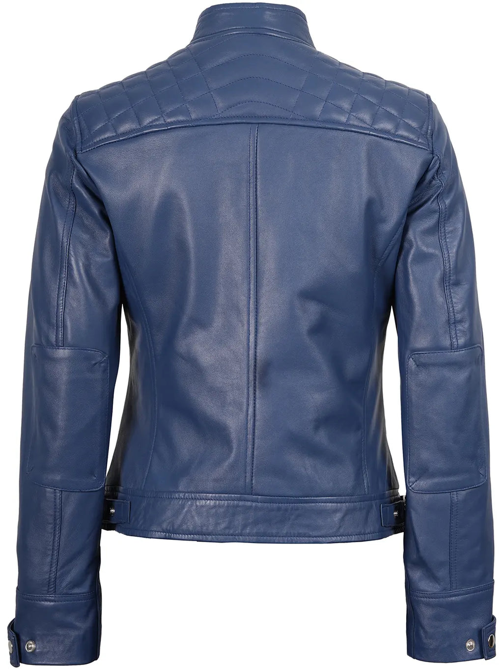 Women Blue Diamond Cafe Racer Real Leather Jacket
