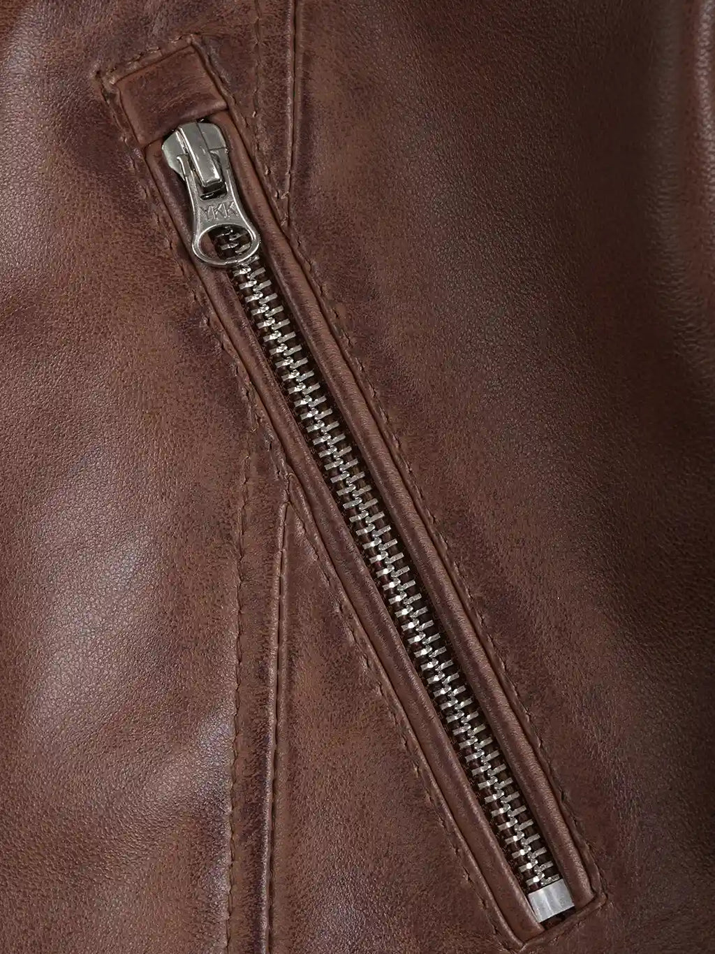 Womens Cognac Brown Cafe Racer Style Leather Jacket - Padded Shoulders