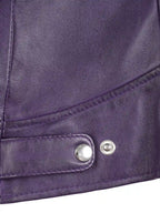 Dodge Womens Biker Style Purple Leather Jacket